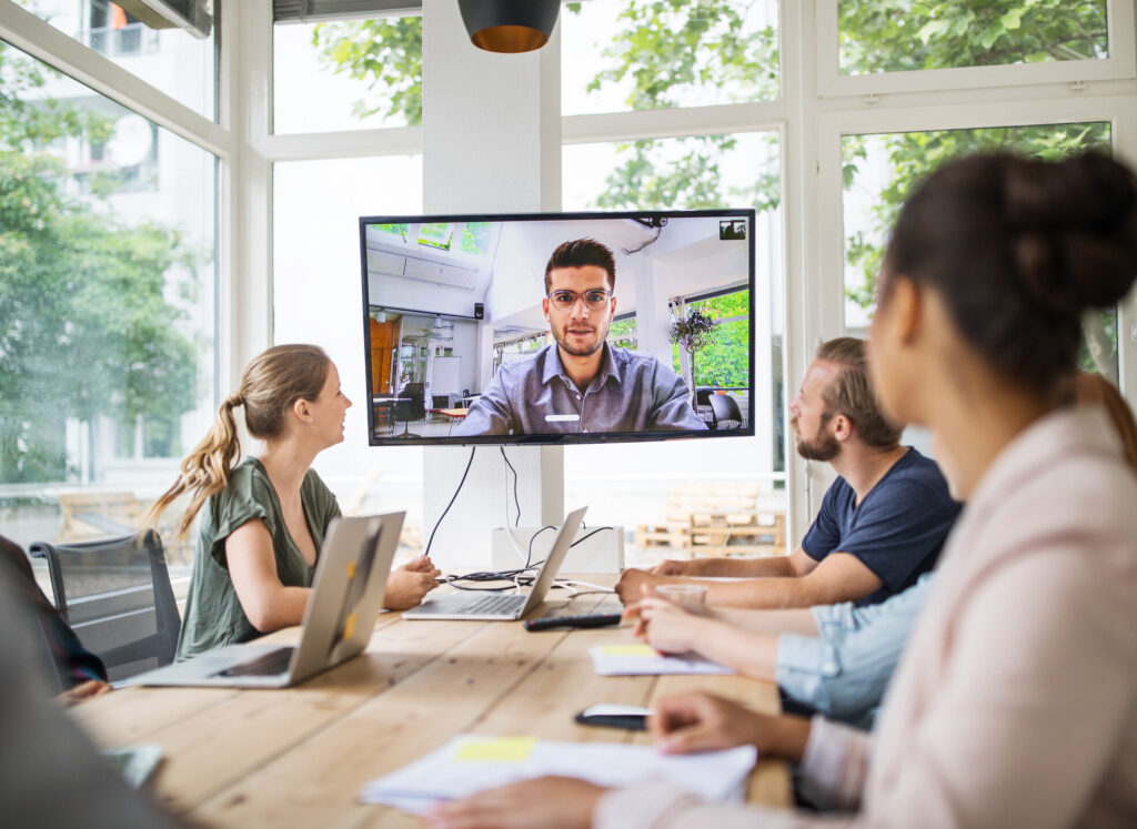 Startup business team having a video conference with investor AV Installations Phoenix AZ
